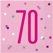 (16) GLITZ PINK 70TH BIRTHDAY L/NAPKINS