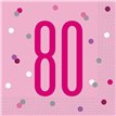(16) GLITZ PINK 80TH L/NAPKINS