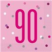 (16) GLITZ PINK 90TH BIRTHDAY L/NAPKINS