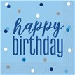 (16) GLITZ BLUE HAPPY BIRTHDAY L/NAPKINS