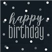 (16) GLITZ BLACK HAPPY BIRTHDAY L/NAPKINS