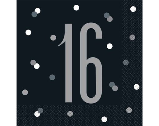 (16) GLITZ BLACK 16  L/NAPKINS