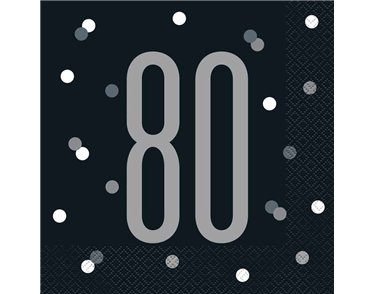 (16) GLITZ BLACK 80 LUNCHEON NAPKINS