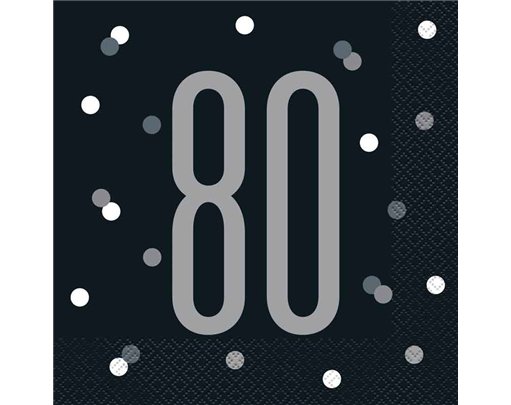 (16) GLITZ BLACK 80 LUNCHEON NAPKINS