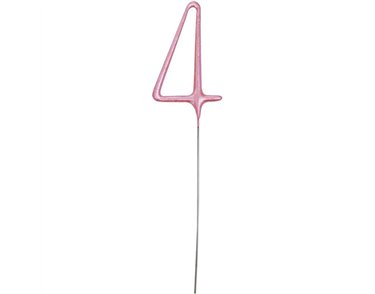 7in NUMERAL 4 PINK GLITZ SPARKLER