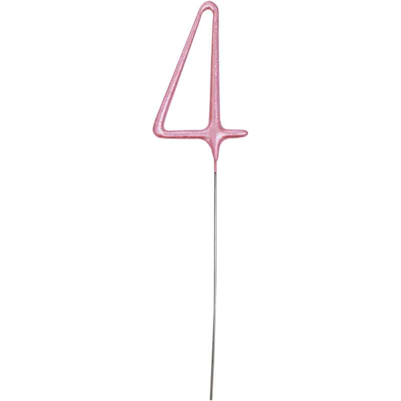 7in NUMERAL 4 PINK GLITZ SPARKLER