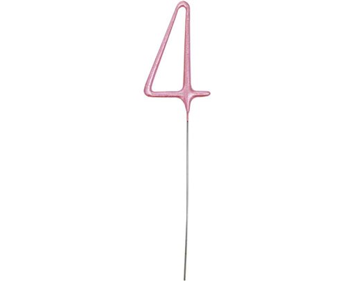 7in NUMERAL 4 PINK GLITZ SPARKLER