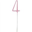 7in NUMERAL 4 PINK GLITZ SPARKLER
