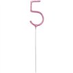7in NUMERAL 5 PINK GLITZ SPARKLER
