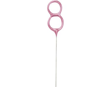 7in NUMERAL 8 PINK GLITZ SPARKLER