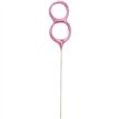 7in NUMERAL 8 PINK GLITZ SPARKLER