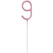 7in NUMERAL 9 PINK GLITZ SPARKLER