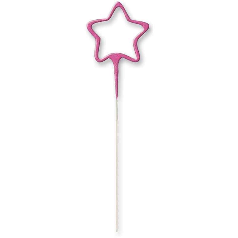7in STAR SHAPE PINK GLITZ SPARKLER
