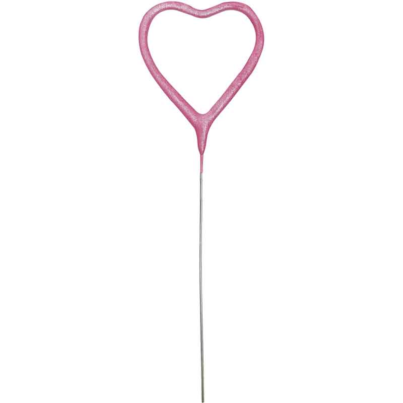 7in HEART SHAPE PINK GLITZ SPARKLER
