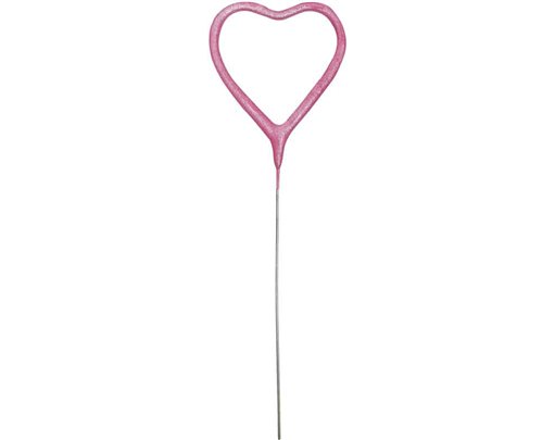7in HEART SHAPE PINK GLITZ SPARKLER