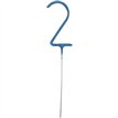 7IN NUMERAL 2 BLUE GLITZ CAKE SPARKLER