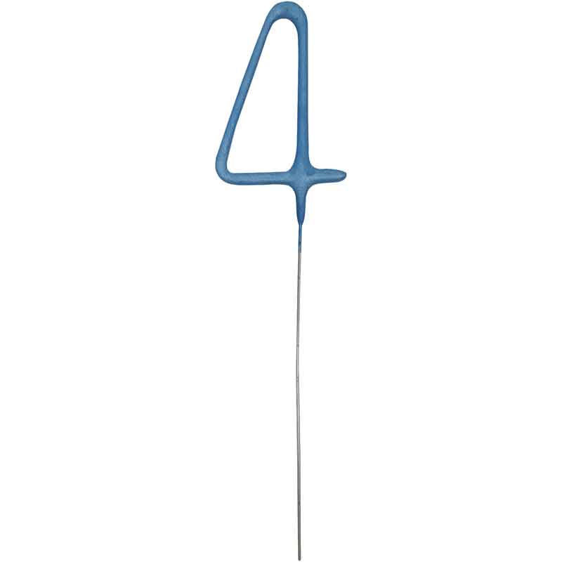 7IN NUMERAL 4 BLUE GLITZ CAKE SPARKLER