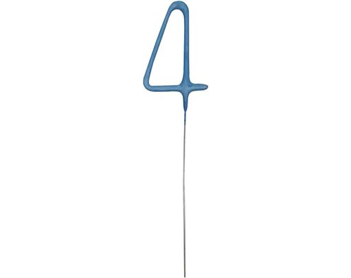 7IN NUMERAL 4 BLUE GLITZ CAKE SPARKLER