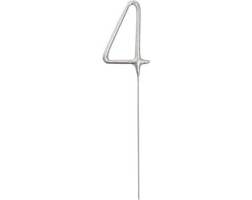 7in NUMERAL 4 SILVER GLITZ SPARKLER
