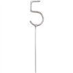 7in NUMERAL 5 SILVER GLITZ SPARKLER