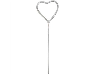 7in HEART SHAPE SILVER GLITZ SPARKLER