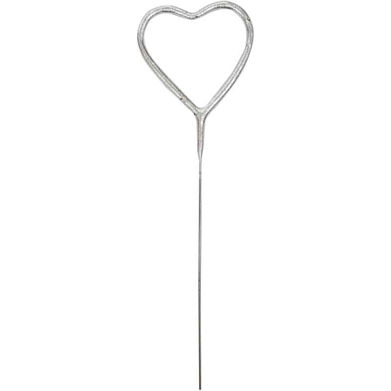 7in HEART SHAPE SILVER GLITZ SPARKLER