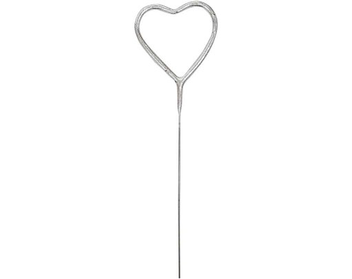 7in HEART SHAPE SILVER GLITZ SPARKLER