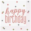 (16) GLITZ ROSE GOLD HAPPY BIRTHDAY L/NAPKINS