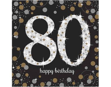 (16) 80TH GOLD SPARKLES L/NAPKINS