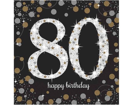 (16) 80TH GOLD SPARKLES L/NAPKINS