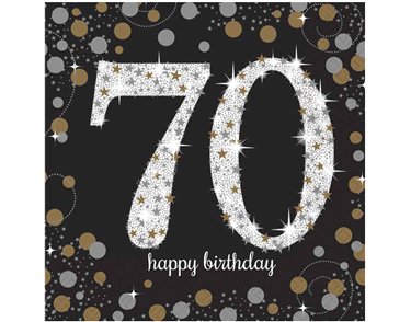 (16) 70TH GOLD SPARKLES L/NAPKINS