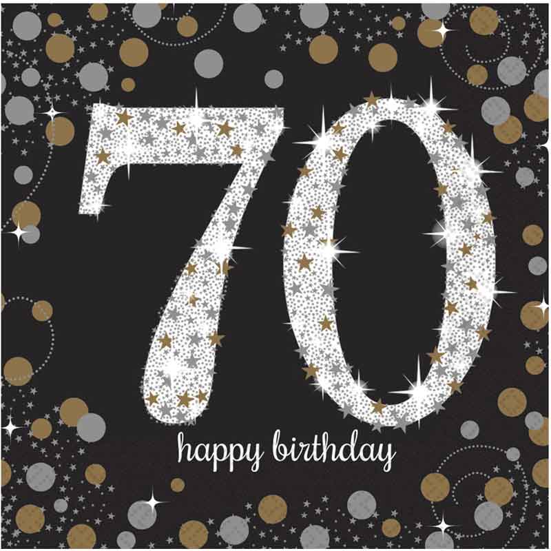 (16) 70TH GOLD SPARKLES L/NAPKINS