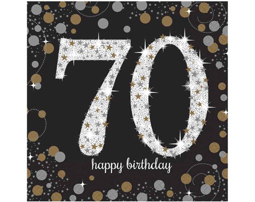 (16) 70TH GOLD SPARKLES L/NAPKINS