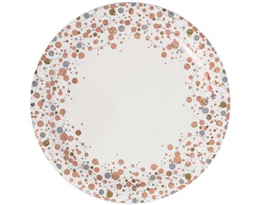 8PK 23cm SPARKLING FIZZ ROSE GOLD PLATES