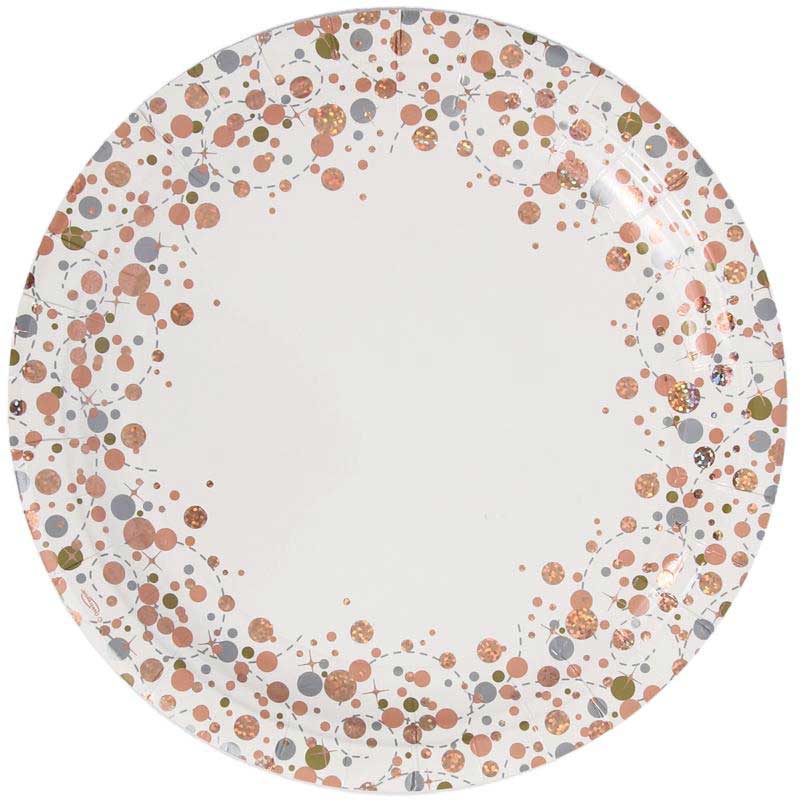 8PK 23cm SPARKLING FIZZ ROSE GOLD PLATES