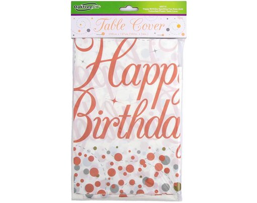 HAPPY BIRTHDAY SPARKLING FIZZ ROSE GOLD TABLECOVER