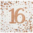 16PK 16TH BIRTHDAY SPARKLING FIZZ ROSE GOLD NAPKINS