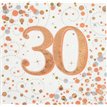 16PK 30TH BIRTHDAY SPARKLING FIZZ ROSE GOLD NAPKINS