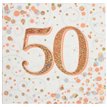 16PK 50TH BIRTHDAY SPARKLING FIZZ  ROSE GOLD NAPKINS