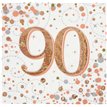 16PK 90TH BIRTHDAY SPARKLING FIZZ ROSE GOLD NAPKINS