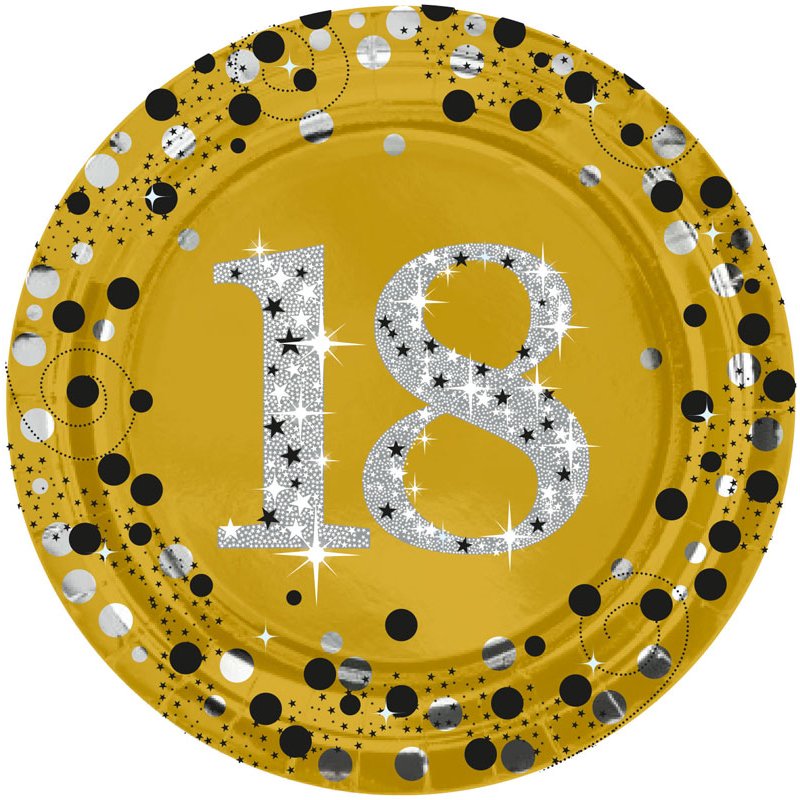 8PK 23cm MILESTONE 18 GOLD PLATES