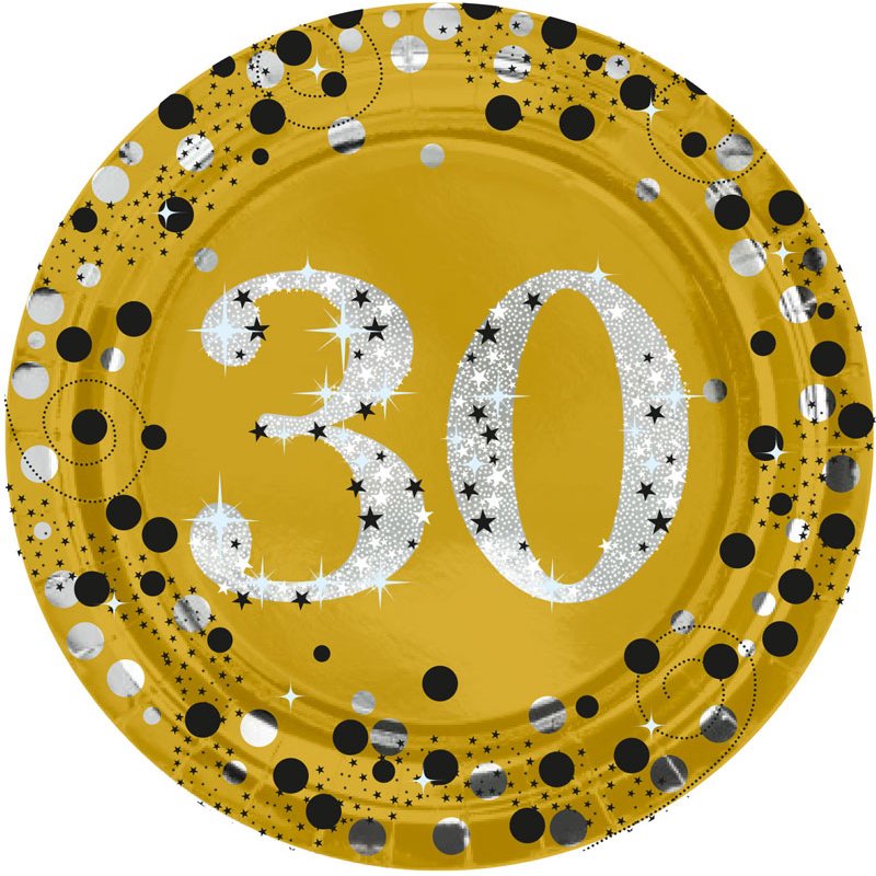 8PK 23cm MILESTONE 30 GOLD PLATES