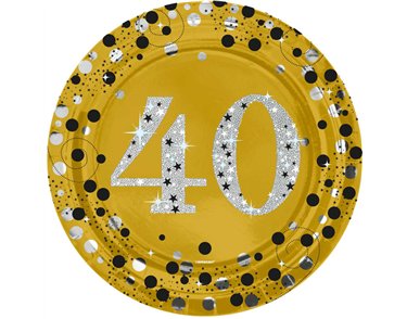 8PK 23cm MILESTONE 40 GOLD PLATES