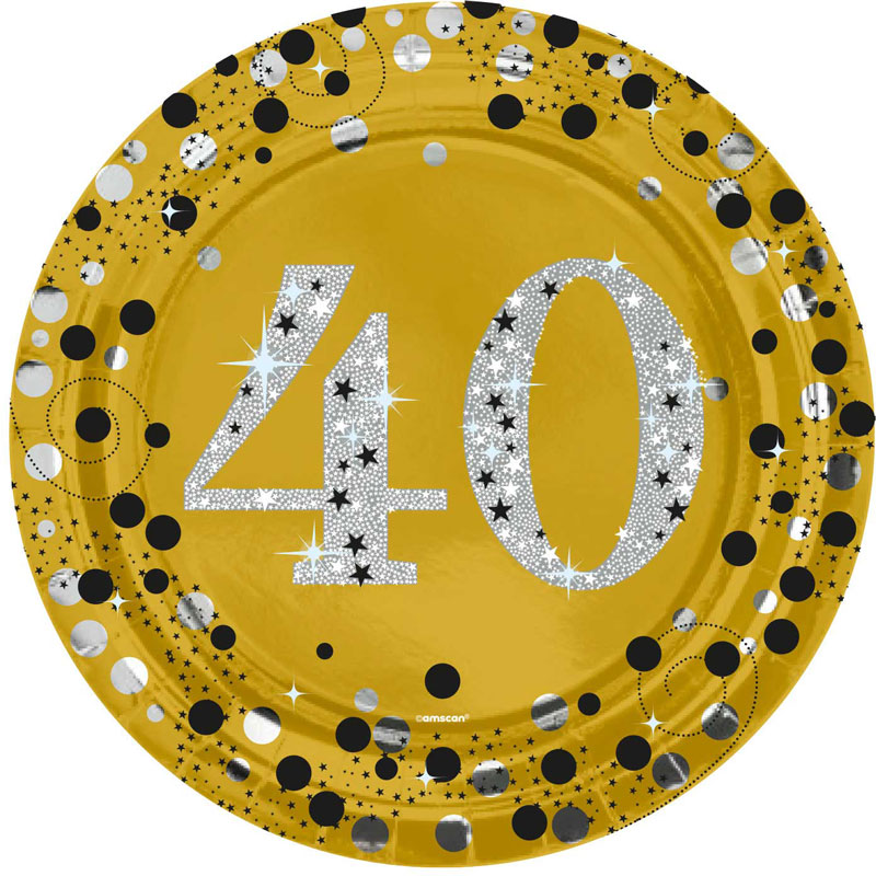 8PK 23cm MILESTONE 40 GOLD PLATES