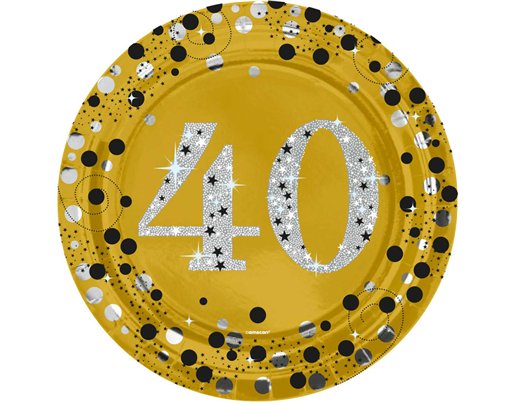 8PK 23cm MILESTONE 40 GOLD PLATES
