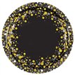 8PK 9in SPARKLING FIZZ BLACK & GOLD PLATES