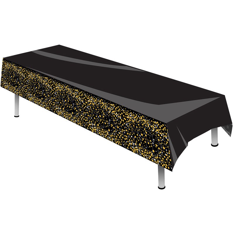 SPARKLING FIZZ BLACK & GOLD TABLE COVER