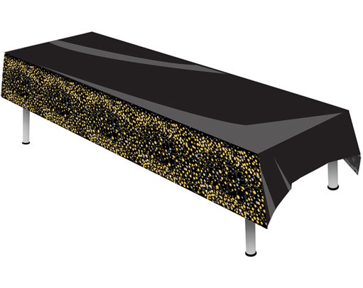 SPARKLING FIZZ BLACK & GOLD TABLE COVER