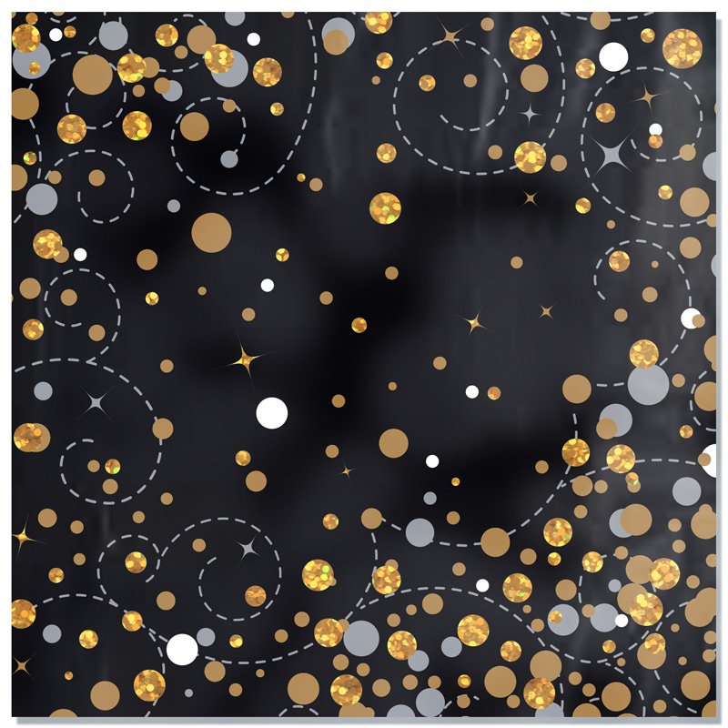 16PK SPARKLING FIZZ BLACK & GOLD NAPKINS