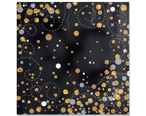 16PK SPARKLING FIZZ BLACK & GOLD NAPKINS